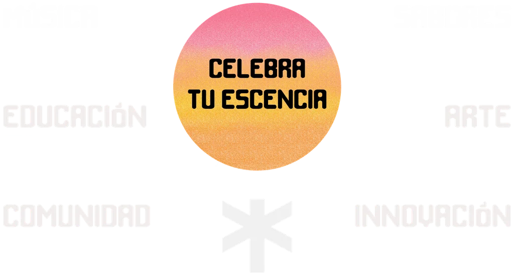 Celebra tu esencia: música, sabores, educación, arte, comunidad e innovación alrededor de un círculo con el logo de Panama Crossroads