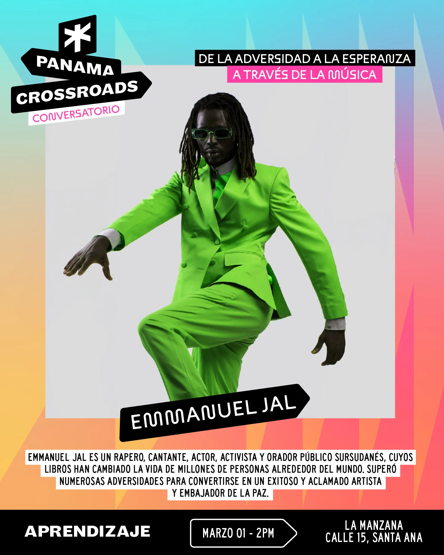 Conversatorio «De la adversidad a la esperanza a través de la música» con Emmanuel Jal — 1 de marzo, 2:00 PM, La Manzana
