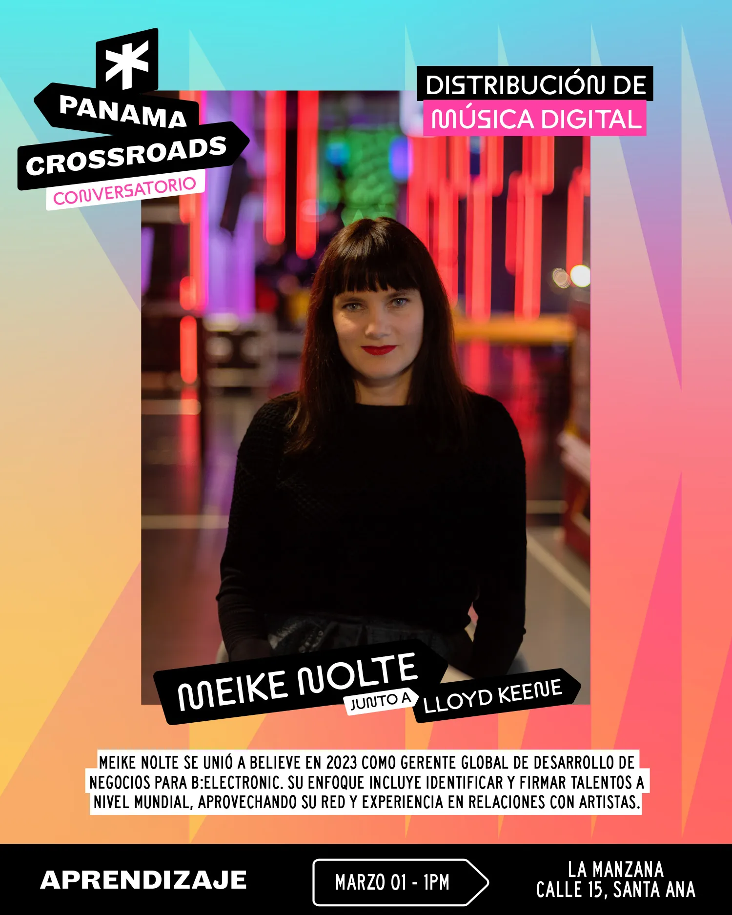 Conversatorio «Distribución de música digital» con Meike Nolte junto a Lloyd Keene — 1 de marzo, 1:00 PM, La Manzana